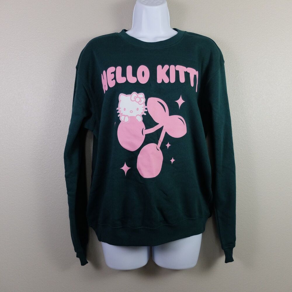 Sanrio Hello Kitty Dark Green Crewneck Sweatshirt Size S NWT